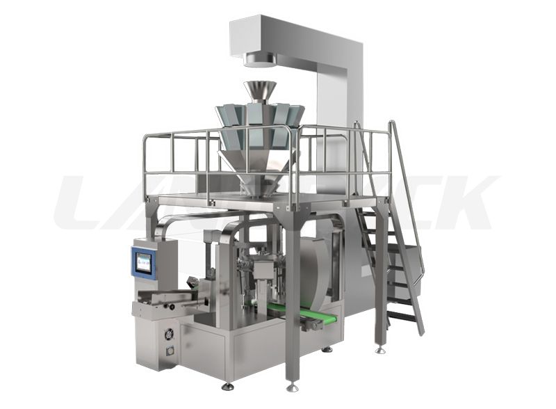 Fully Automatic Granules Stand Up Pouch Filling And Sealing Machine With Multihead Weigher