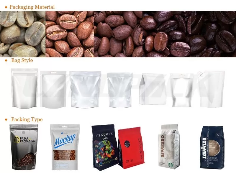 Automatic Coffee Bean Zipper Pouch Packing Machine