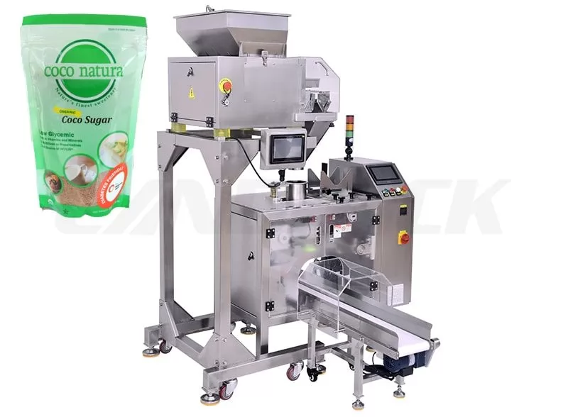 Mini Sugar Premade Pouch Fill And Seal Machine With Two Linear Weigher