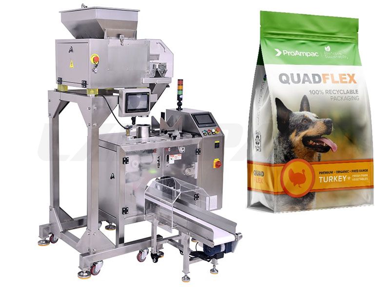 Automatic Dog Food Premade Pouch Packaging Machine With 4 Head Weigher