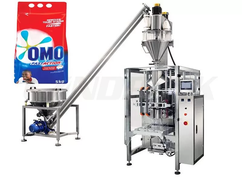 Automatic Detergent Powder Packing Machine For Pillow Bag With Hanging Hole.
