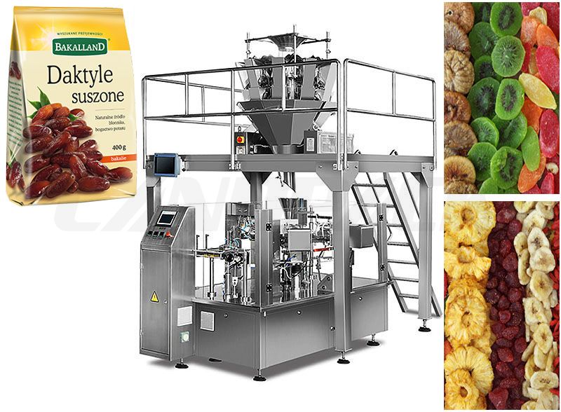 Multifunction Dried Fruit Premade Pouch Fill And Seal Machine With Multihead Weigher