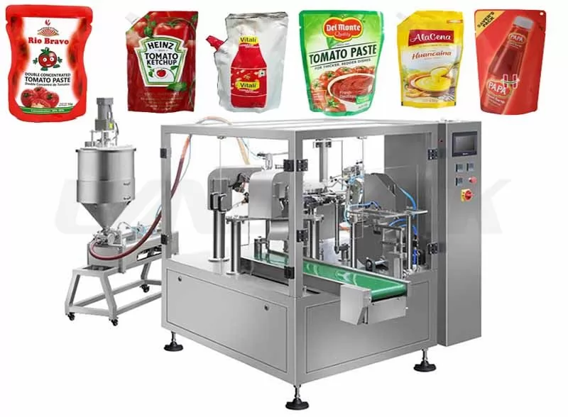 Automatic Premade Pouch Rotary Filling Machine for Liquid/ Paste/ Sauce/ Ketchup etc