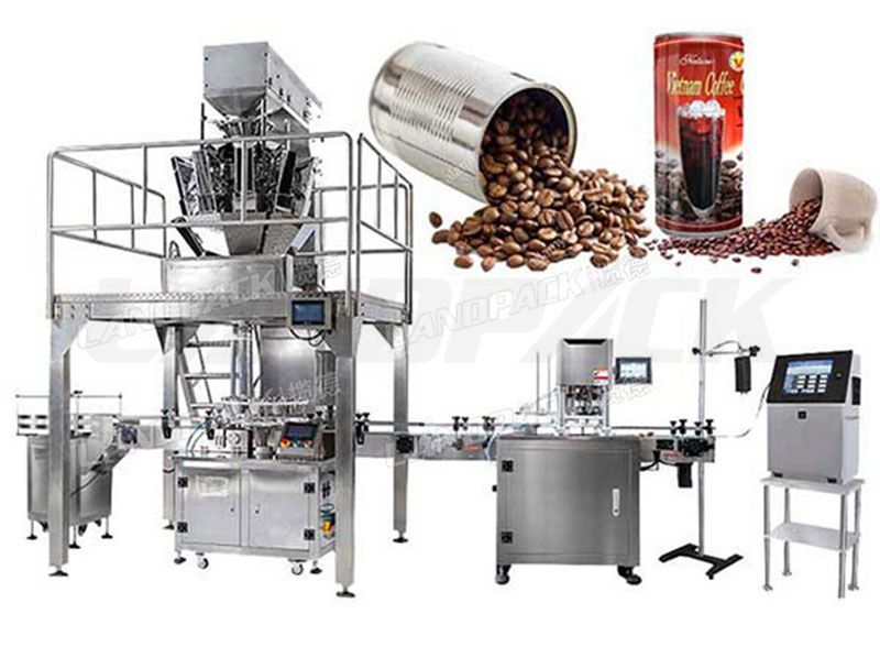 Full Automatic Coffee Beans Nitrogen-Filled Filling and Labeling Machine Line