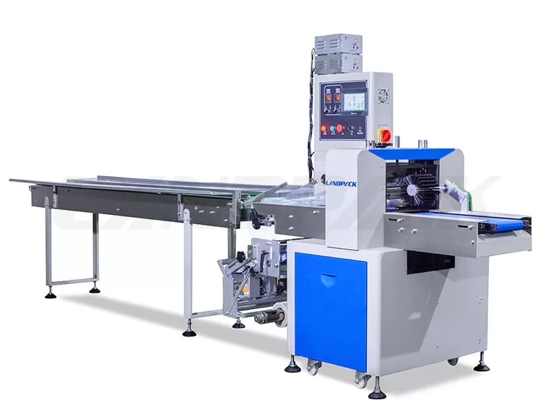 Autoamtic Horizontal Flow Wrap Packing Machine With Three Servos