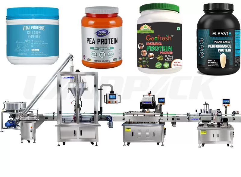 Automatic Protein Powder Bottle Filling Capping Machine Line