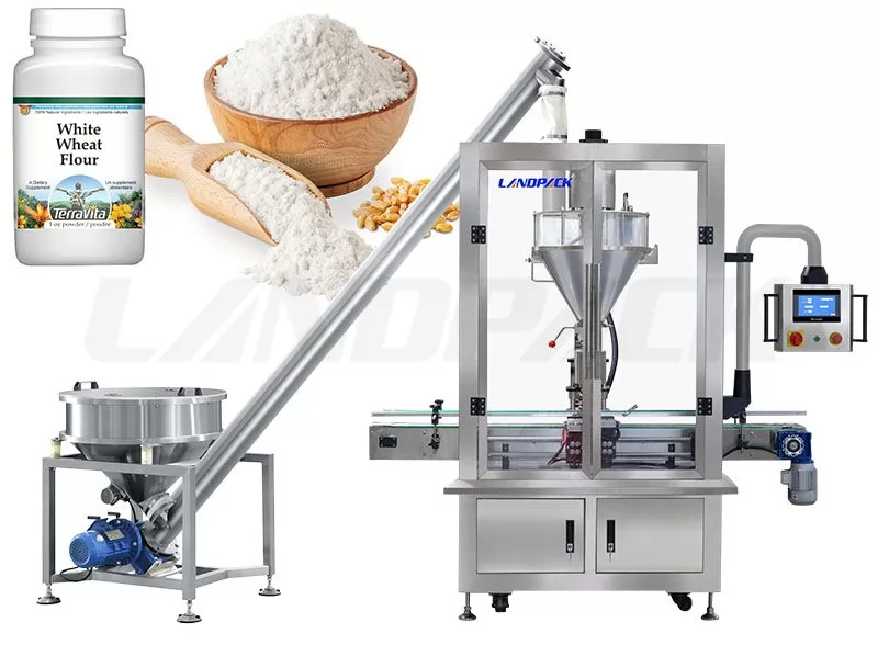 Automatic Wheat Flour Bottle Filling Machine Wiht Auger Conveyor