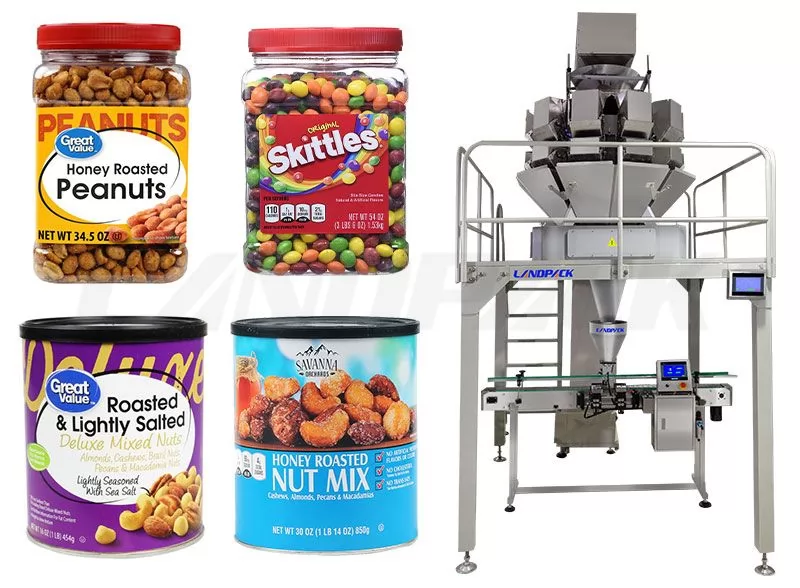 Automatic Snack Food Jar/ Bottles Filling Machine With Multihead Weigher