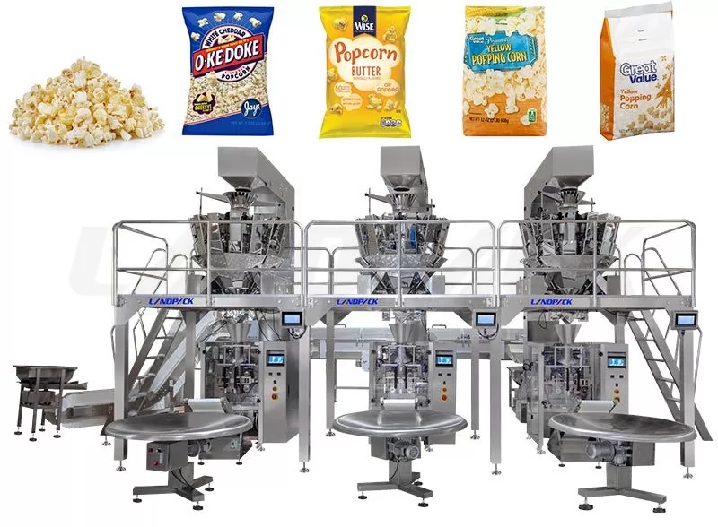 Vertical Form Fill Seal Weighing Packing System For Large Yield Popcorn