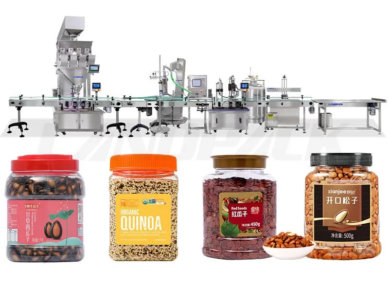 Full Automatic Seeds Jars Bottle Weighing Filling Capping Lines