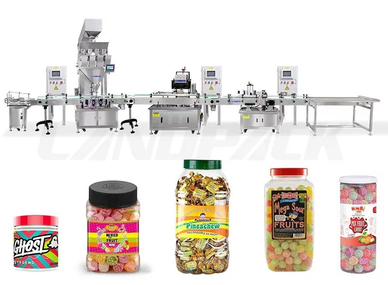 Automatic Candy Weighing Filling Capping And Labeling Line