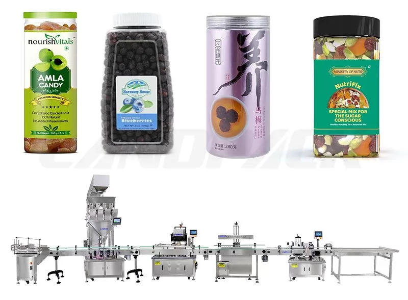 Dried Fruits Linear Weighing Filling Capping And Labeling Line