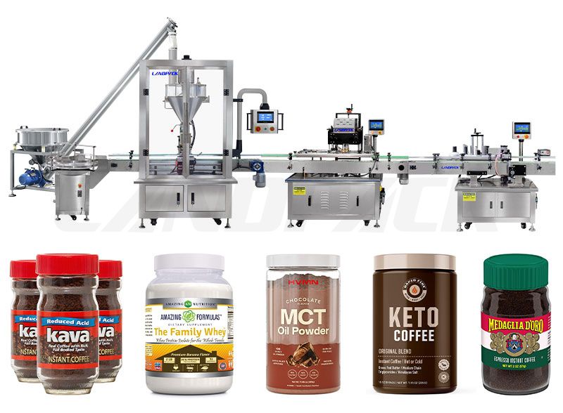 Automatic Coffee Powder Bottle Filling Capping Machine Line
