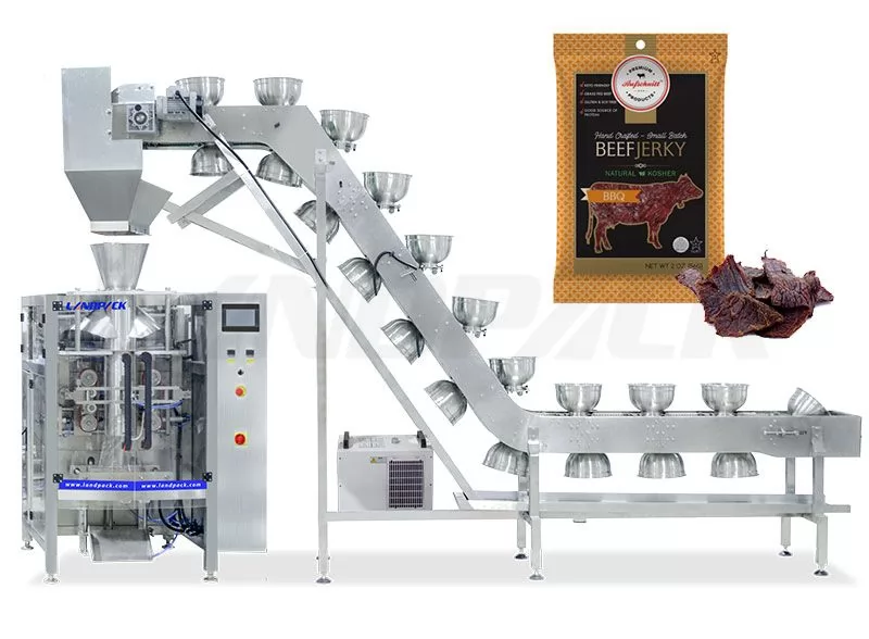 Automatic Beef Jerky Packing Machine With Bowl Inclined Bucket Conveyor