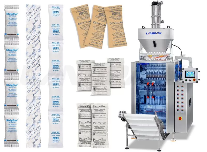 High Speed Multi Track Silica Gel Packing Machine With Vacuum Feeder