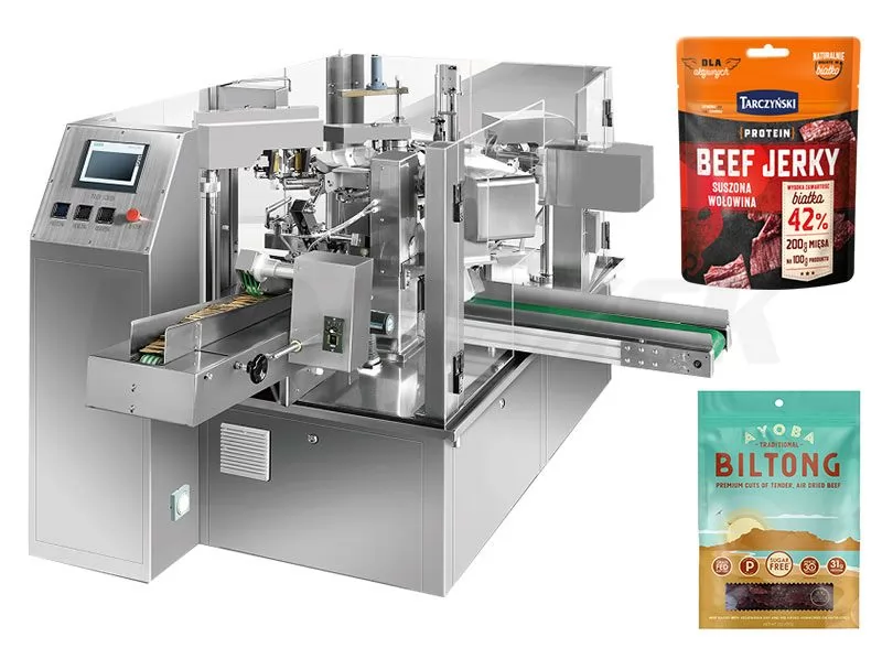 High Speed Beef Jerky Rotary Packing Machine For Premade/ Stand up Pouch