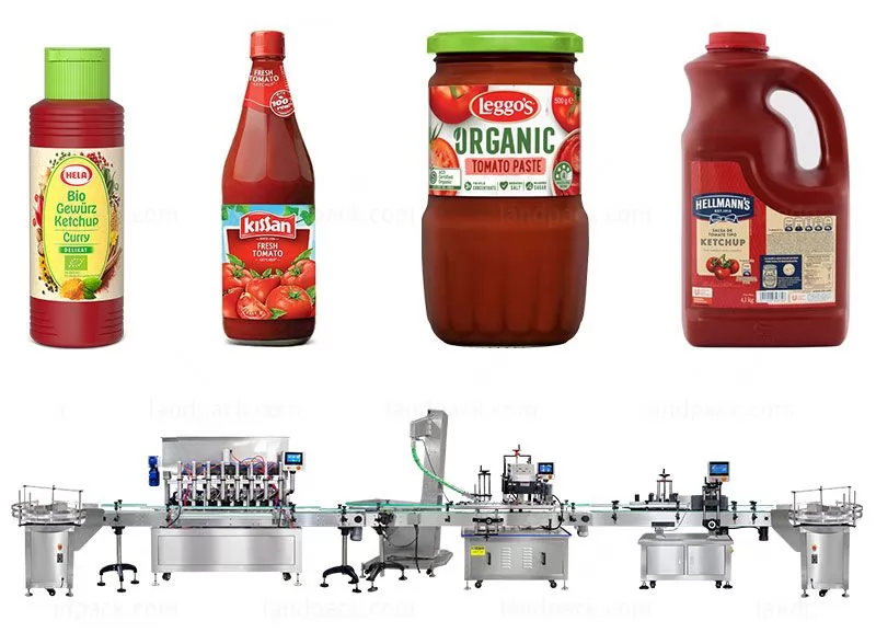 Automatic 8 Heads Piston Pump Ketchup Paste Filling Capping And Labeling Machine
