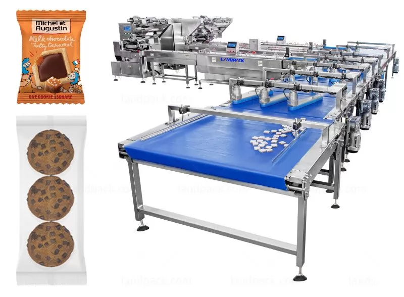 Toast Bun Bread Croissant Flow Packing System Horizontal Automatic Packaging Line with Feeding Conveyor