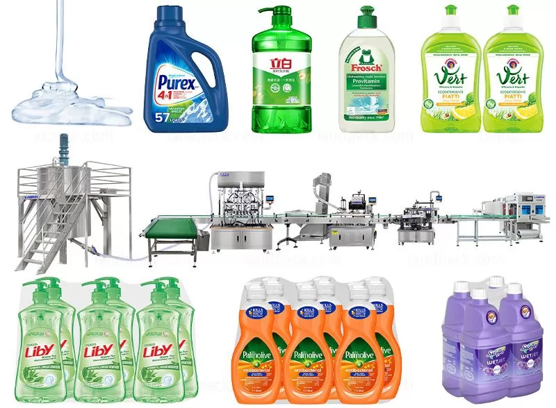 Fully Automatic Viscous Liquid Bottle Jar Filling Capping Labeling Line With Mixing Tank
