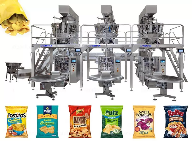 Automatic Potato Chips Granule Vertical Weighing Complete Packaging Line